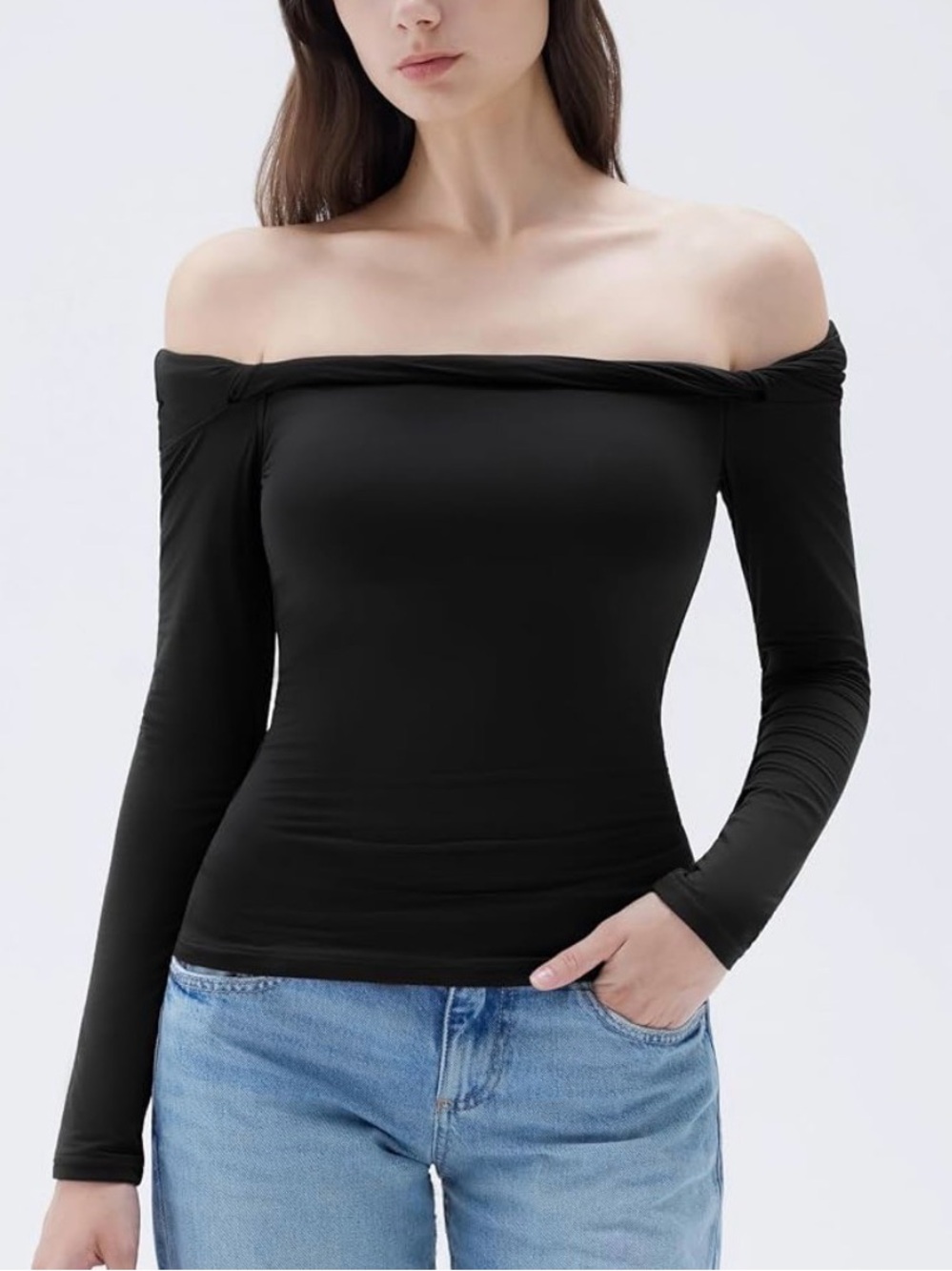 SUUKSESS Black Padded Off-Shoulder Long-Sleeve Top XS